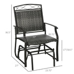 Outdoor and Garden-Set of 2 Outdoor Glider Chairs, Porch & Patio Rockers for Deck with PE Rattan Seats, Steel Frames for Garden, Backyard, Poolside, Gray - Outdoor Style Company
