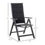 Outdoor and Garden-Set of 2 Patio Reclining Folding Chairs, Padded Sling Dining Chairs with Adjustable Back for Outdoor Backyard Lawn, Black - Outdoor Style Company
