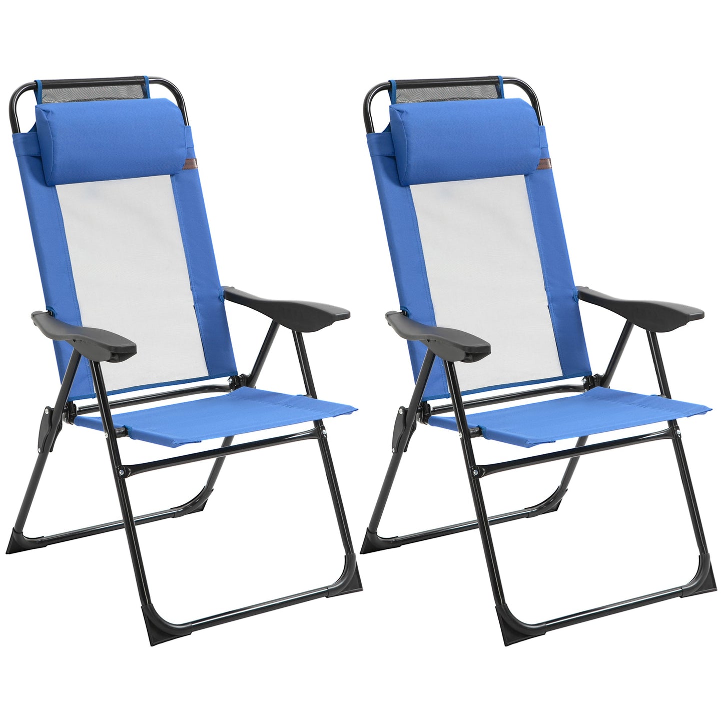 Outdoor and Garden-Set of 2 Portable Folding Recliner Outdoor Patio Chaise Lounge Chair with Adjustable Backrest, Blue - Outdoor Style Company