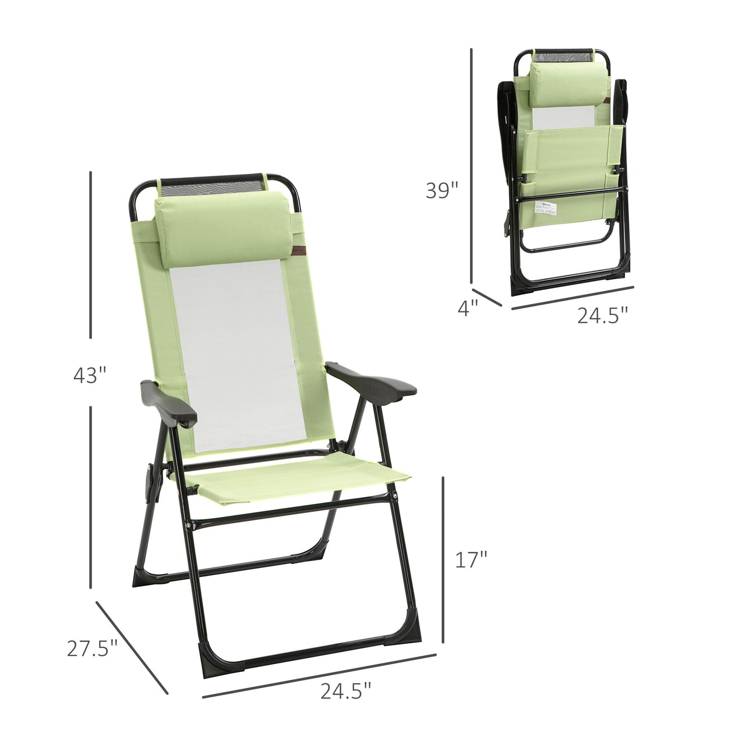 Outdoor and Garden-Set of 2 Portable Folding Recliner Outdoor Patio Chaise Lounge Chair with Adjustable Backrest, Green - Outdoor Style Company