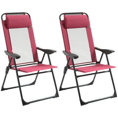 Outdoor and Garden-Set of 2 Portable Folding Recliner Outdoor Patio Chaise Lounge Chair with Adjustable Backrest, Red - Outdoor Style Company