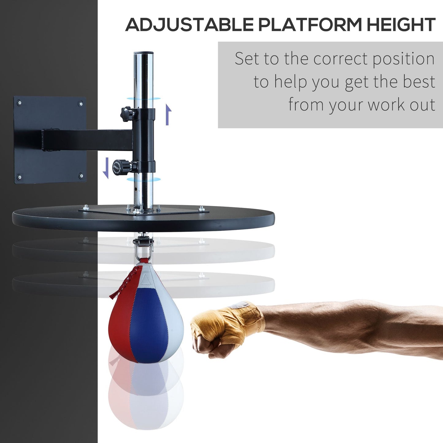 Sports and Fitness-Speed Bag Platform, Wall Mounted Speedball for Boxing, MMA Workout Punching Bag Height Adjustable for Home Gym - Outdoor Style Company
