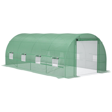 Outdoor and Garden-Steel Frame Walk-In Tunnel Greenhouse Garden Warm House Large Hot House Kit with Windows & Door, 19' x 10' x 7', Green - Outdoor Style Company