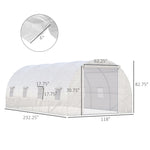 Outdoor and Garden-Steel Frame Walk-In Tunnel Greenhouse Garden Warm House Large Hot House Kit with Windows & Door, 19' x 10' x 7', White - Outdoor Style Company