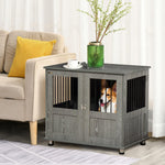 Pet Supplies-Stylish Dog Kennel, Dog Crate Furniture Table with Cushion & Lockable Magnetic Doors, Small Size Pet Crate Indoor Animal Cage, Gray - Outdoor Style Company