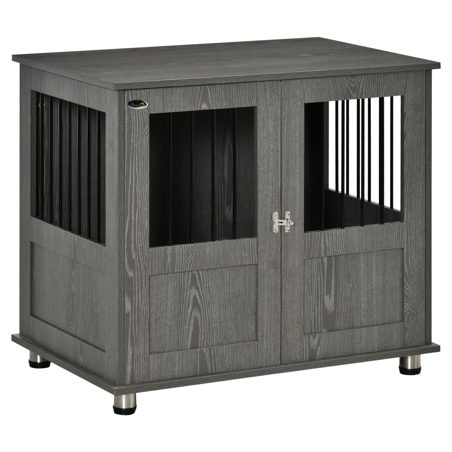 Pet Supplies-Stylish Dog Kennel, Dog Crate Furniture Table with Cushion & Lockable Magnetic Doors, Small Size Pet Crate Indoor Animal Cage, Gray - Outdoor Style Company