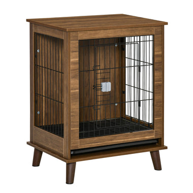 Pet Supplies-Stylish Dog Kennel, Wooden & Wire End Table Furniture with Cushion & Lockable Magnetic Doors, Small Size Pet Crate, Indoor Animal Cage, Brown - Outdoor Style Company
