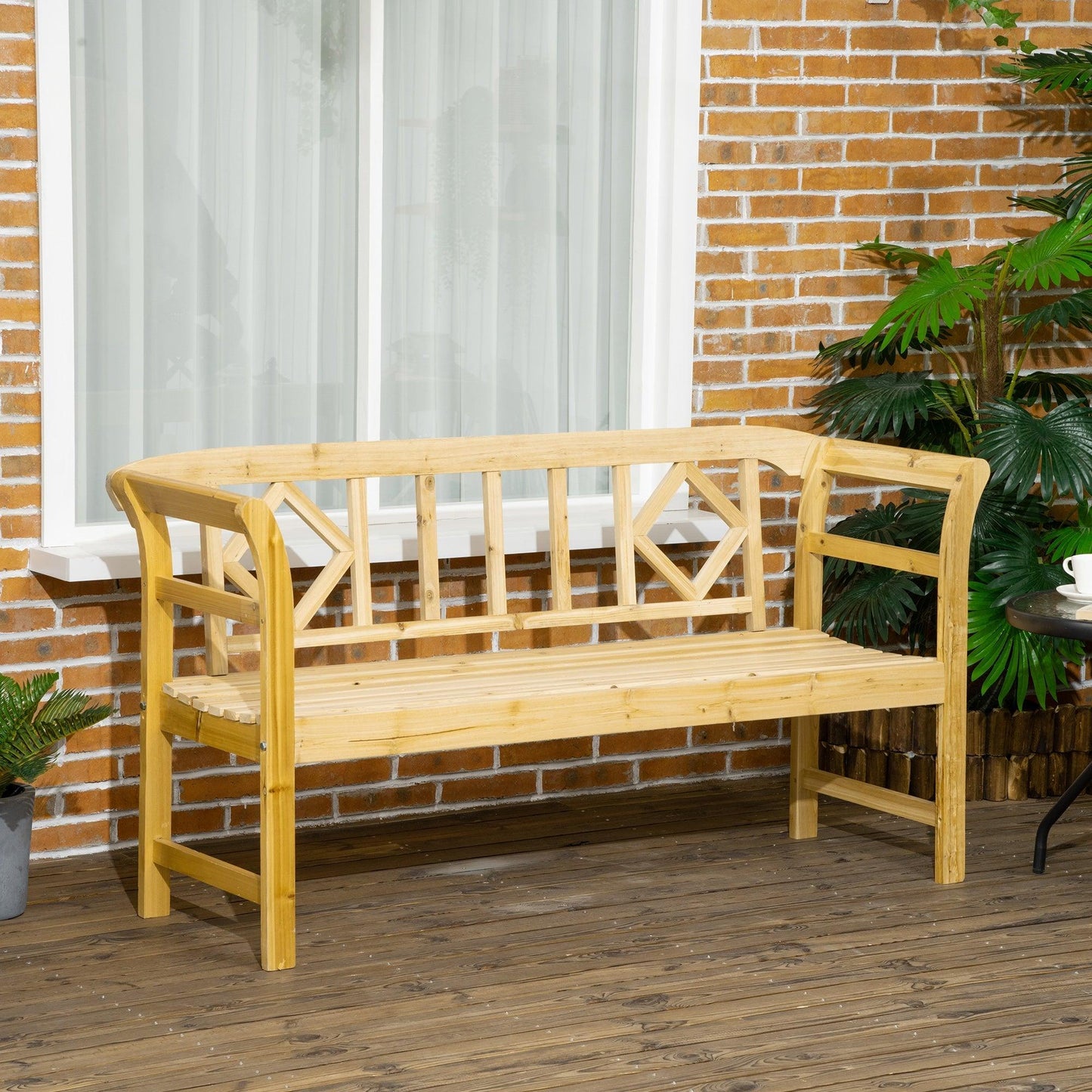 Outdoor and Garden-Stylish Patio Wooden Bench, Three-seater Outdoor Bench, Loveseat - Outdoor Style Company