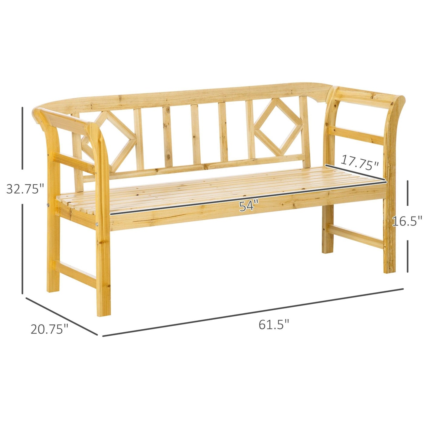 Outdoor and Garden-Stylish Patio Wooden Bench, Three-seater Outdoor Bench, Loveseat - Outdoor Style Company