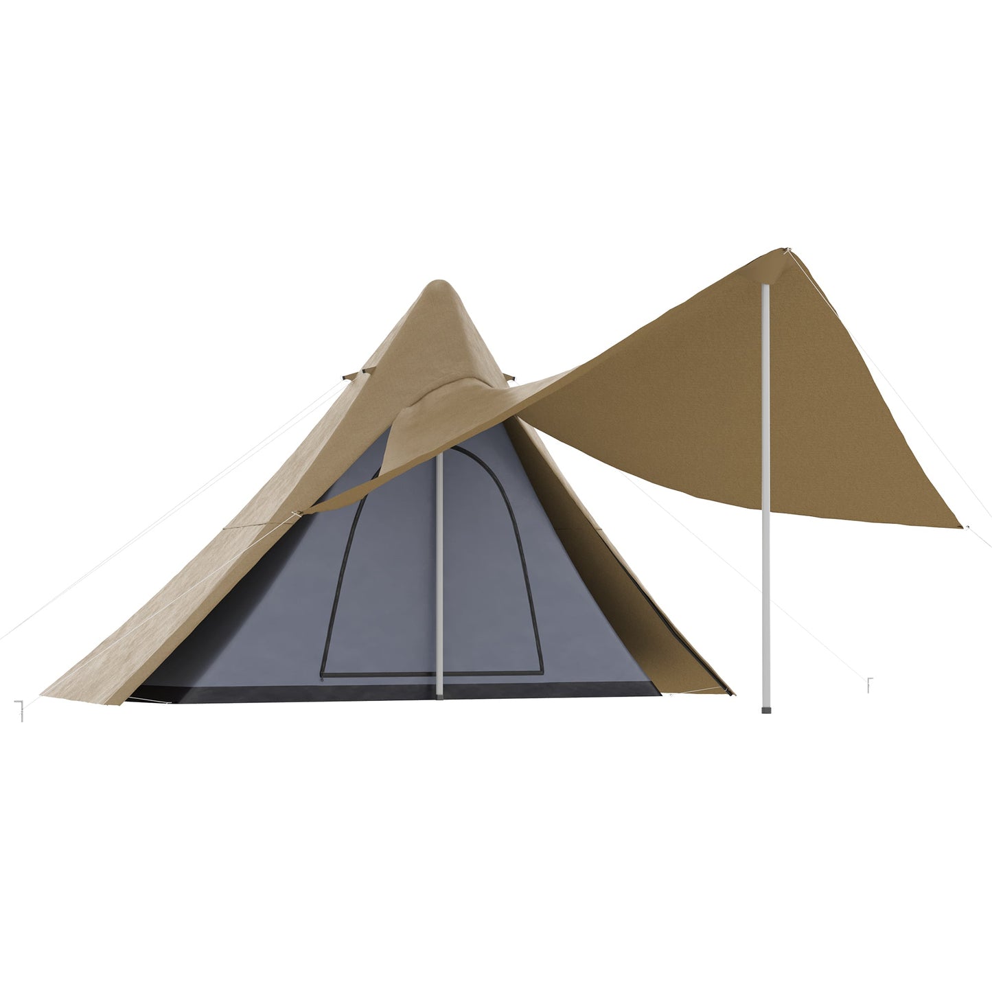 Outdoor and Garden-Teepee Tent, Easy Set-Up Camping Tent with Porch Area, Floor and Carry Bag, for 2-3 Person Outdoor Backpacking Camping Hiking, Coffee - Outdoor Style Company