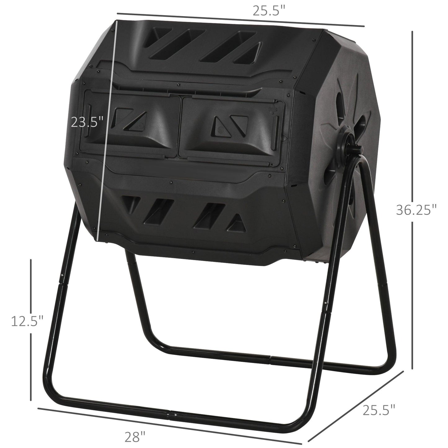 Outdoor and Garden-Tumbling Compost Bin Outdoor 360° Dual Chamber Rotating Composter 43 Gallon, Black - Outdoor Style Company