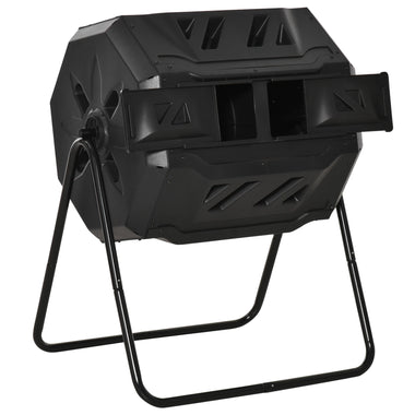 Outdoor and Garden-Tumbling Compost Bin Outdoor 360° Dual Chamber Rotating Composter 43 Gallon, Black - Outdoor Style Company