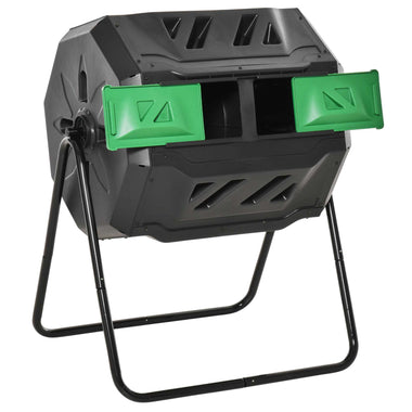 Outdoor and Garden-Tumbling Compost Bin Outdoor 360° Dual Chamber Rotating Composter 43 Gallon, Green - Outdoor Style Company