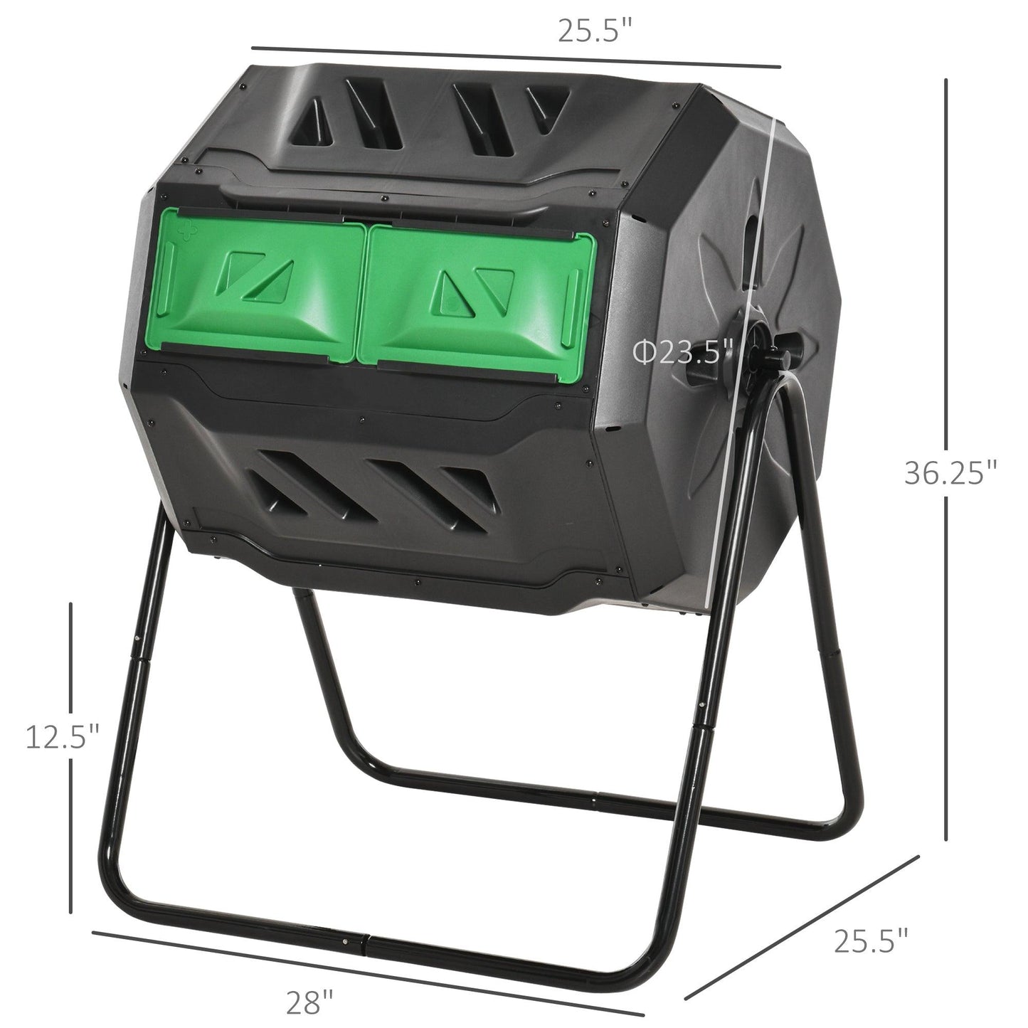 Outdoor and Garden-Tumbling Compost Bin Outdoor 360° Dual Chamber Rotating Composter 43 Gallon, Green - Outdoor Style Company