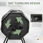 Outdoor and Garden-Tumbling Compost Bin Outdoor 360° Dual Chamber Rotating Composter 43 Gallon, Green - Outdoor Style Company