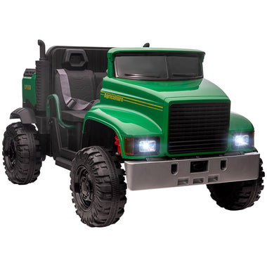 Toys and Games-Two-Seater Tractor for Kids with Detachable Bucket, 12V Battery Powered Ride on Farm Truck with Parent Control, 2 Speeds for 37-72 Months, Green - Outdoor Style Company
