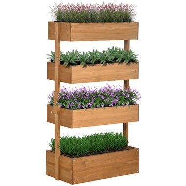 Outdoor and Garden-Vertical Garden Planter, Wooden 4 Tier Planter Box, Self-Draining with Non-Woven Fabric for Outdoor Flowers, Vegetables & Herbs - Outdoor Style Company