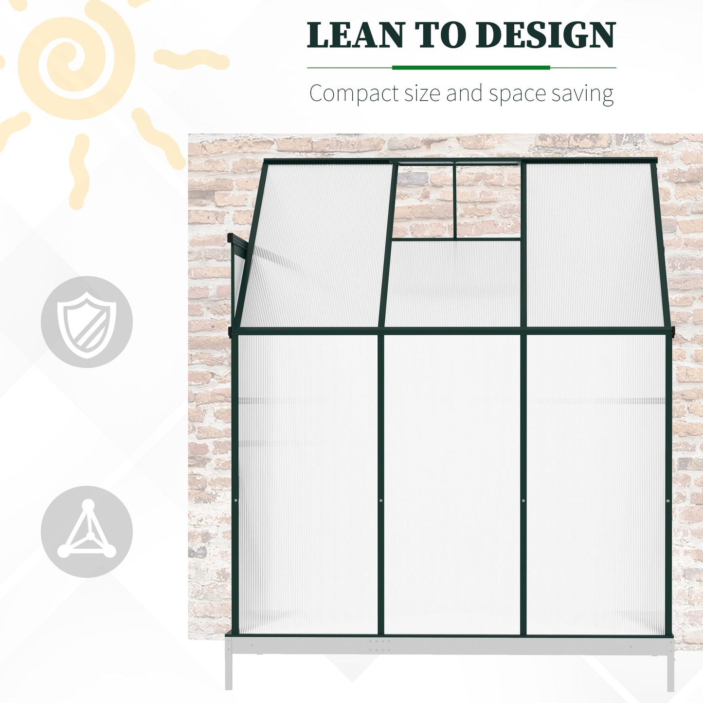 Outdoor and Garden-Walk-In Garden Greenhouse Aluminum Polycarbonate with Roof Vent for Plants Herbs Vegetables 6' x 4' x 7' Green - Outdoor Style Company