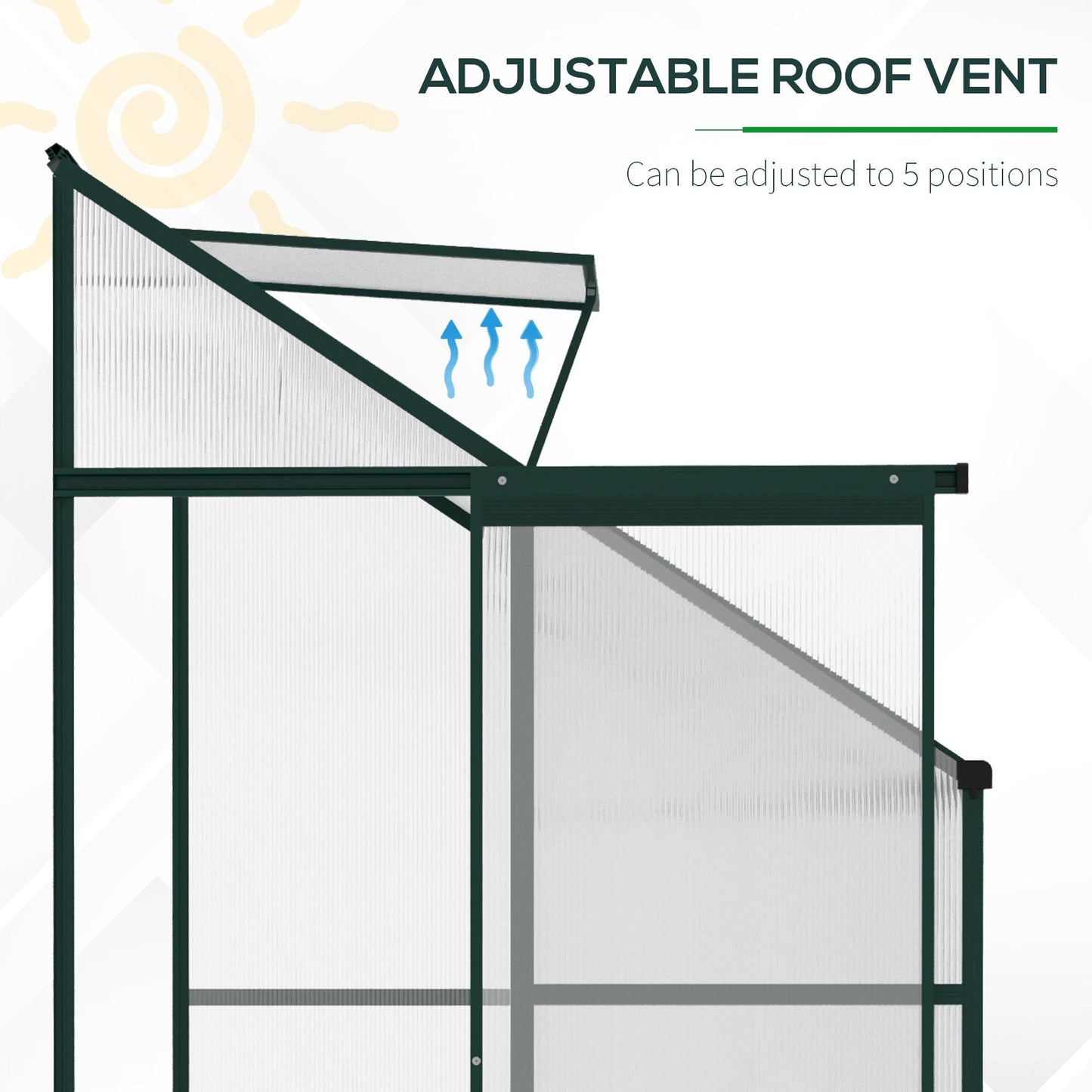 Outdoor and Garden-Walk-In Garden Greenhouse Aluminum Polycarbonate with Roof Vent for Plants Herbs Vegetables 6' x 4' x 7' Green - Outdoor Style Company