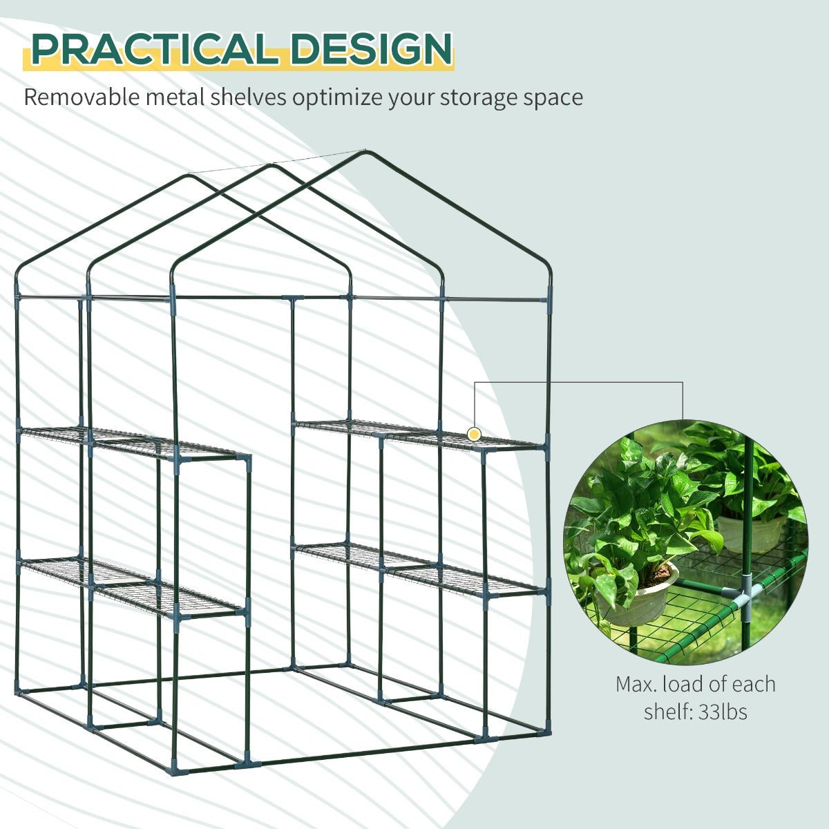 Outdoor and Garden-Walk-in Greenhouse 5' x 5' x 6' Hot House with 3-Tier Shelving, Roll-Up Door for Outdoor & Garden - Outdoor Style Company