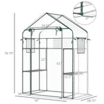Outdoor and Garden-Walk-in Greenhouse with Mesh Door & Windows, Portable Garden Hot House with 3 Tier Shelving, Trellis, and Plant Labels - Outdoor Style Company