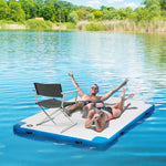 Miscellaneous-Water Inflatable Floating Dock, Inflatable Platform Island, Large Floating Mat Raft with Air Pump & Backpack, for Pool, Beach, Ocean, White - Blue - Outdoor Style Company