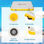 Miscellaneous-Water Inflatable Floating Dock, Inflatable Platform Island, Large Floating Mat Raft with Air Pump & Backpack, for Pool, Beach, Ocean, White - Yellow - Outdoor Style Company