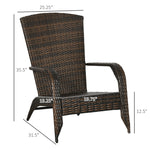 Outdoor and Garden-Wicker Adirondack Chair with Cushions, Outdoor All-Weather Rattan Fire Pit Chair, Tall Curved Backrest and Armrests - Outdoor Style Company