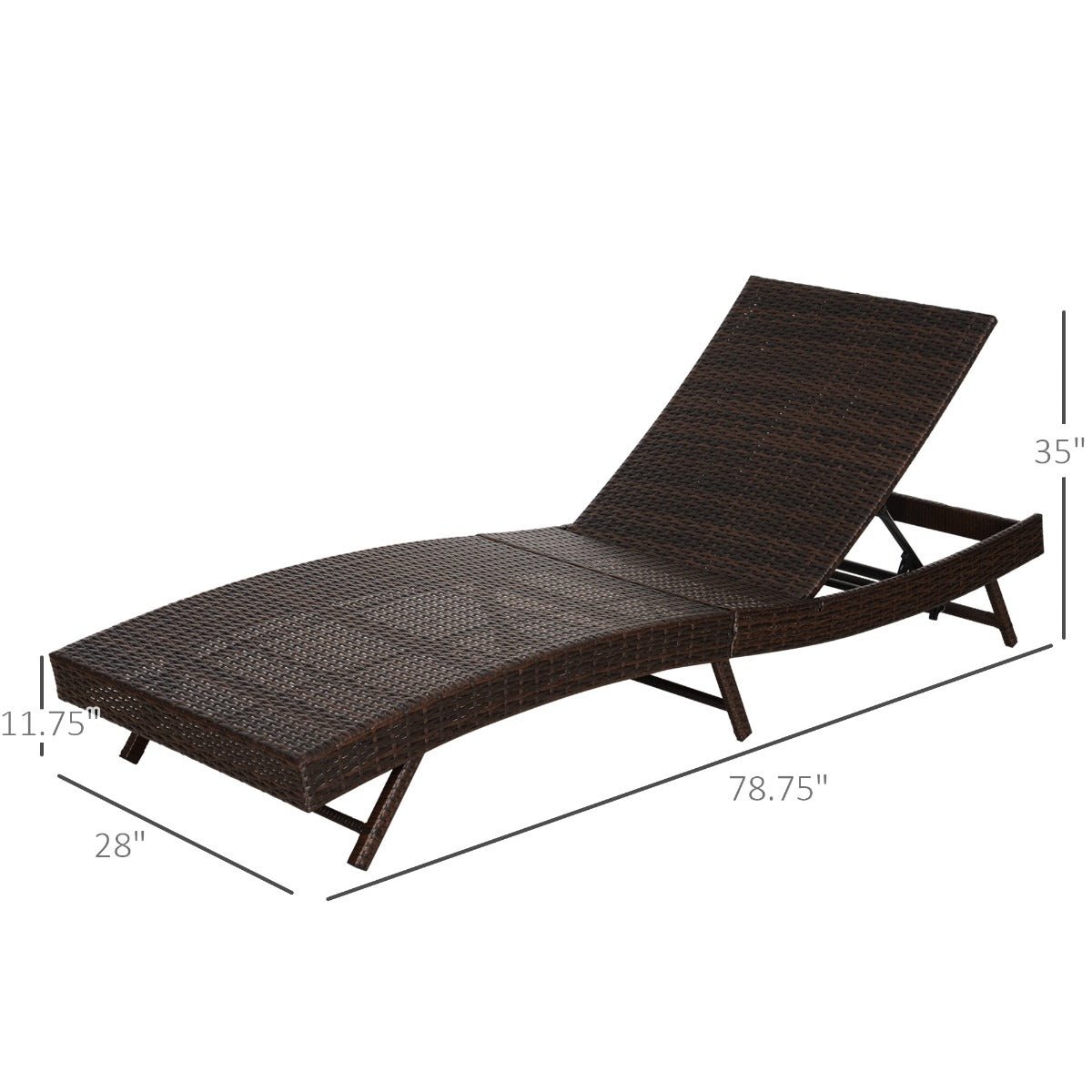Outdoor and Garden-Wicker Chaise Patio Lounge Chair, 5 Position Adjustable Backrest and Cushions Outdoor PE Rattan Wicker Lounge Chair - Black / Cream - Outdoor Style Company