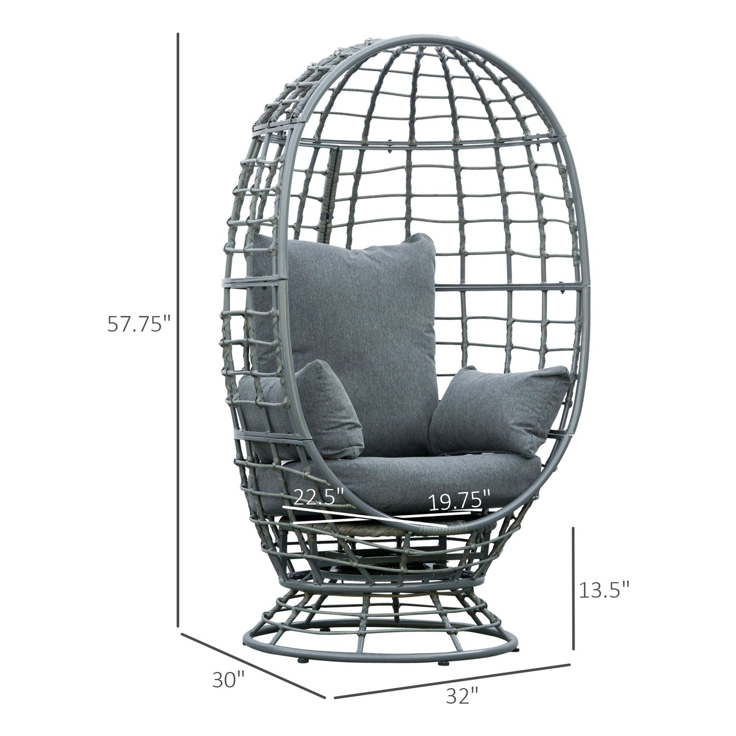 Outdoor and Garden-Wicker Egg Chair with Cushion and Pillows, 360 Rotating Indoor Outdoor Egg Chair for Backyard, Porch, Patio, Garden - Outdoor Style Company