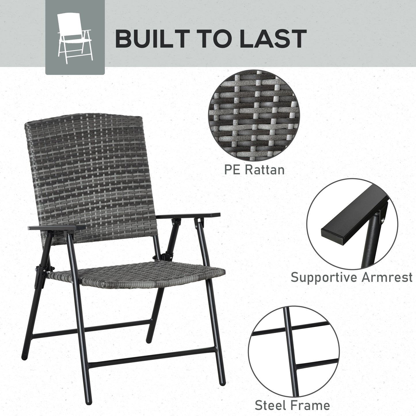 Outdoor and Garden-Wicker Patio Dining Chair Set of 4 with Folding Design, Outdoor Rattan Sling Chair Lawn Chair Set for Backyard Wedding Party, Mixed Grey - Outdoor Style Company