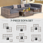 Outdoor and Garden-Wicker Patio Furniture Sets,7-Piece Outdoor Sectional- Grey - Outdoor Style Company