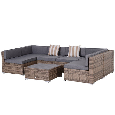 Outdoor and Garden-Wicker Patio Furniture Sets,7-Piece Outdoor Sectional- Grey - Outdoor Style Company