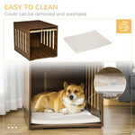 Pet Supplies-Wood Dog Crate End Table, Dog Crate Funiture with Soft Cushion, Side Holes, Removable Door Panel, Safety Lock, Brown - Outdoor Style Company