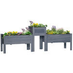 Outdoor and Garden-Wood Raised Garden Bed Set of 3, Planter Box with Legs and Bed Liner for Backyard and Patio to Grow Vegetables, Herbs, Gray - Outdoor Style Company