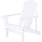 Outdoor and Garden-Wooden Adirondack Chair Outdoor Fire Pit Seating, Classic Lounge Chair with Ergonomic Design & a Built-In Cup Holder for Patio, White - Outdoor Style Company