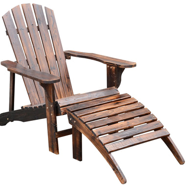 Outdoor and Garden-Wooden Adirondack Outdoor Patio Lounge Chair w/ Ottoman - Outdoor Style Company