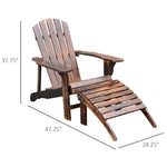 Outdoor and Garden-Wooden Adirondack Outdoor Patio Lounge Chair w/ Ottoman - Outdoor Style Company