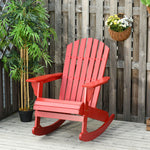 Outdoor and Garden-Wooden Adirondack Rocking Chair Outdoor Lounge Chair Fire Pit Seating with Slatted Wooden Design, Fanned Back for Patio, Lawn Red - Outdoor Style Company