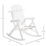 Outdoor and Garden-Wooden Adirondack Rocking Chair, Outdoor Rustic Log Rocker with Slatted Design for Patio, White - Outdoor Style Company