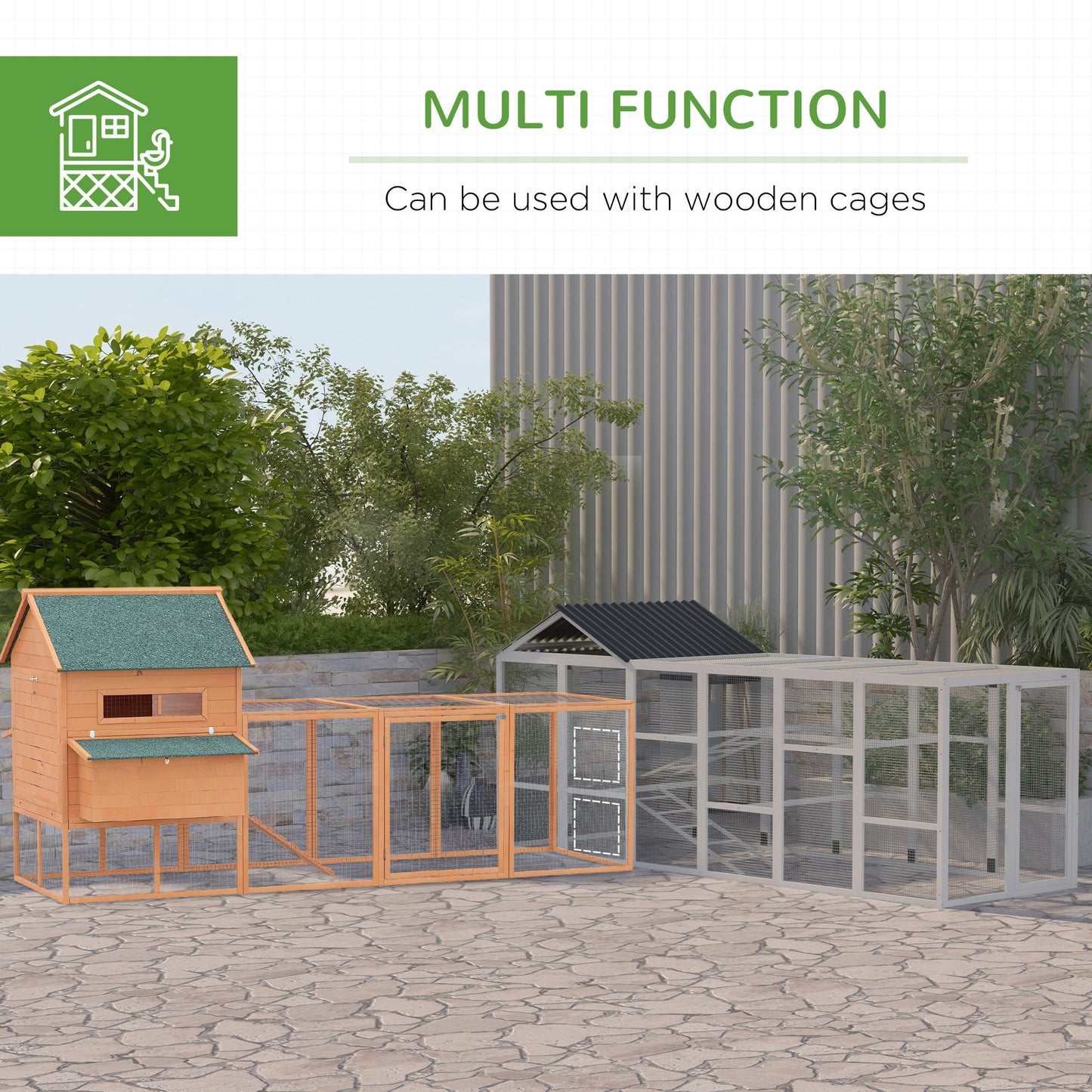 Miscellaneous-Wooden Chicken Coop Run for 6-10 Chickens, Hen House with Storage, Perches, 49" x 48" x 12.5", Gray - Outdoor Style Company