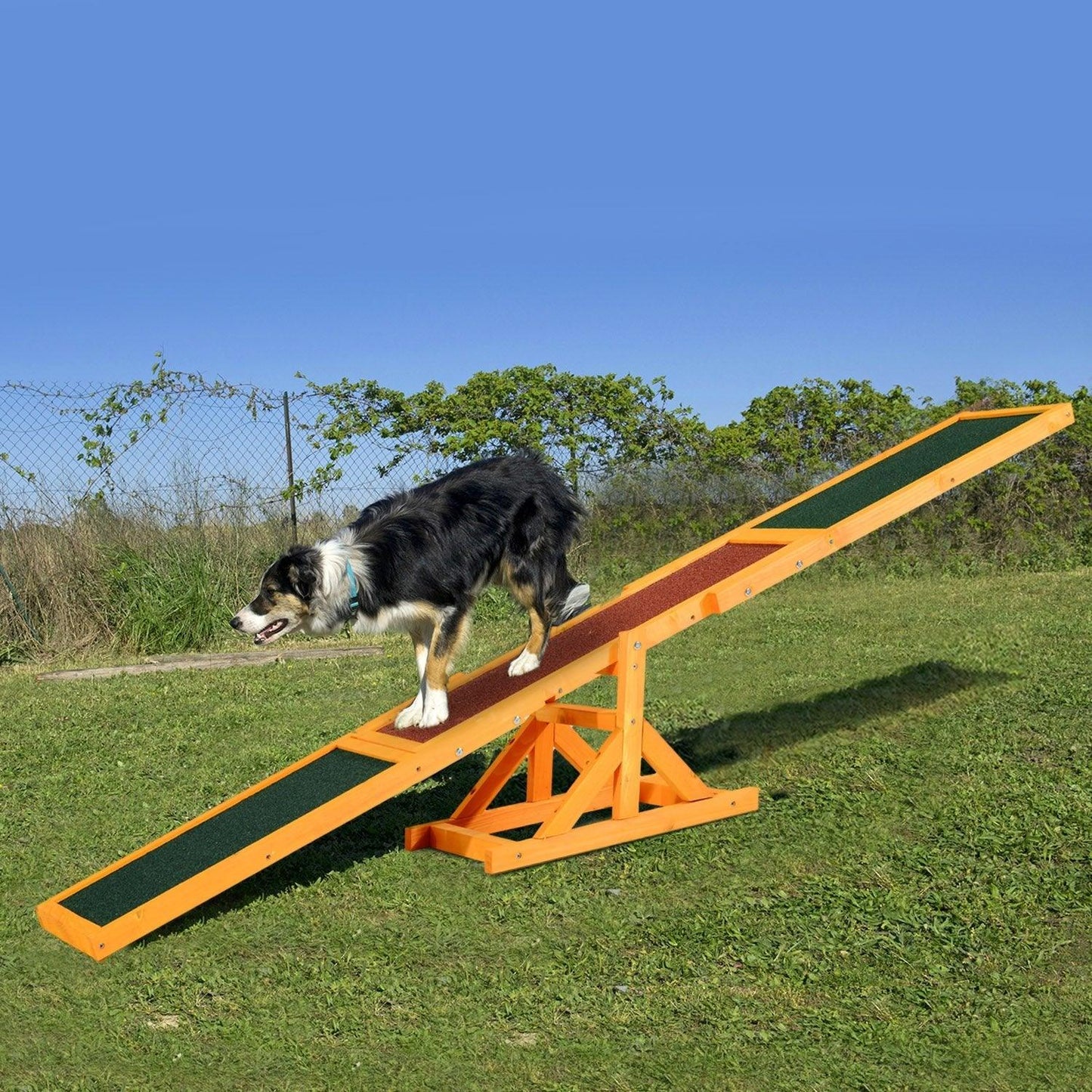 Toys and Games-Wooden Dog Agility Seesaw for Training and Exercise, Platform Equipment Run Game Toy Weather Resistant Pet Supplies 71"L x 12"W x 12"H - Outdoor Style Company