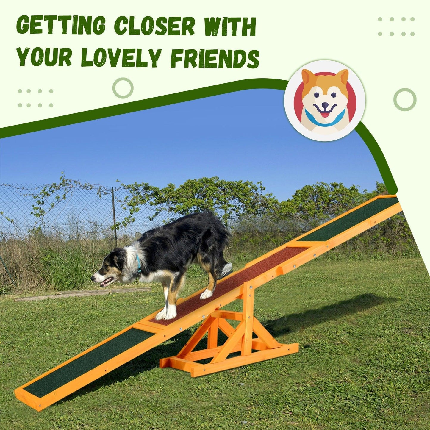 Toys and Games-Wooden Dog Agility Seesaw for Training and Exercise, Platform Equipment Run Game Toy Weather Resistant Pet Supplies 71"L x 12"W x 12"H - Outdoor Style Company