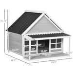 Outdoor and Garden-Wooden Dog House Outdoor with Porch, Cabin Style Raised Dog Shelter with PVC Roof, Front Door, Windows, for Large Medium Sized Dog - Outdoor Style Company