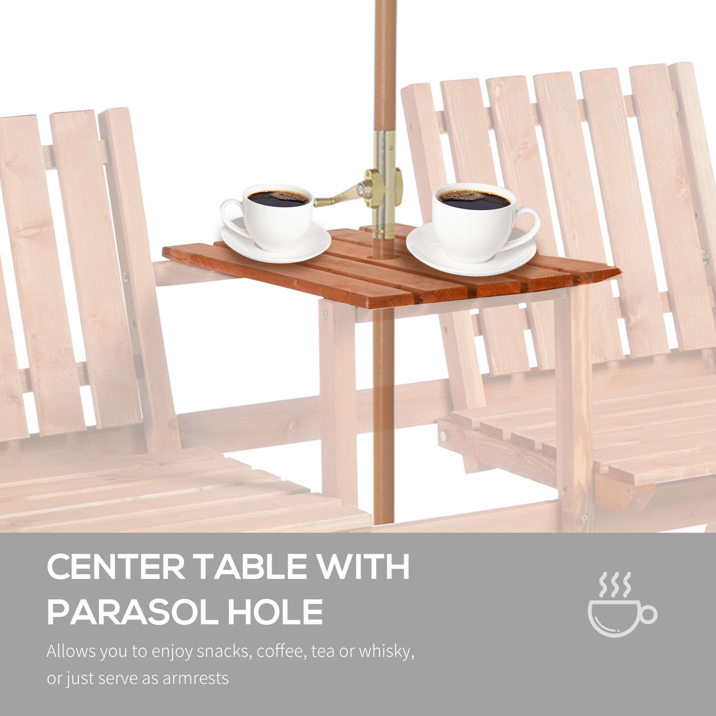 Outdoor and Garden-Wooden Garden Bench with Umbrella Hole & Middle Table - Outdoor Style Company