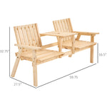 Outdoor and Garden-Wooden Garden Bench with Umbrella Hole & Middle Table - Outdoor Style Company