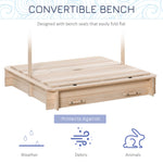 Toys and Games-Wooden Kids Sandbox with Cover, Children Outdoor Sand Play Station with Foldable Bench Seats, Adjustable Canopy, Bottom Liner for Outdoor - Outdoor Style Company