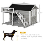 Outdoor and Garden-Wooden Outdoor Dog House, 2-Tier Raised Pet Shelter, with Stairs, Weather Resistant Roof, and Balcony, for Medium, Large Sized Dogs Up To 55 - Outdoor Style Company