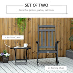 Outdoor and Garden-Wooden Outdoor Rocking Chair, 2-Piece Porch Rocker Set with Foldable Table for Patio, Backyard and Garden, Black - Outdoor Style Company
