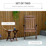 Outdoor and Garden-Wooden Outdoor Rocking Chair, 2-Piece Porch Rocker Set with Foldable Table for Patio, Backyard and Garden, Brown - Outdoor Style Company